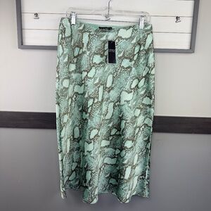 LAUREN RALPH LAUREN snake skin print satin a-line skirt size 8 nwt